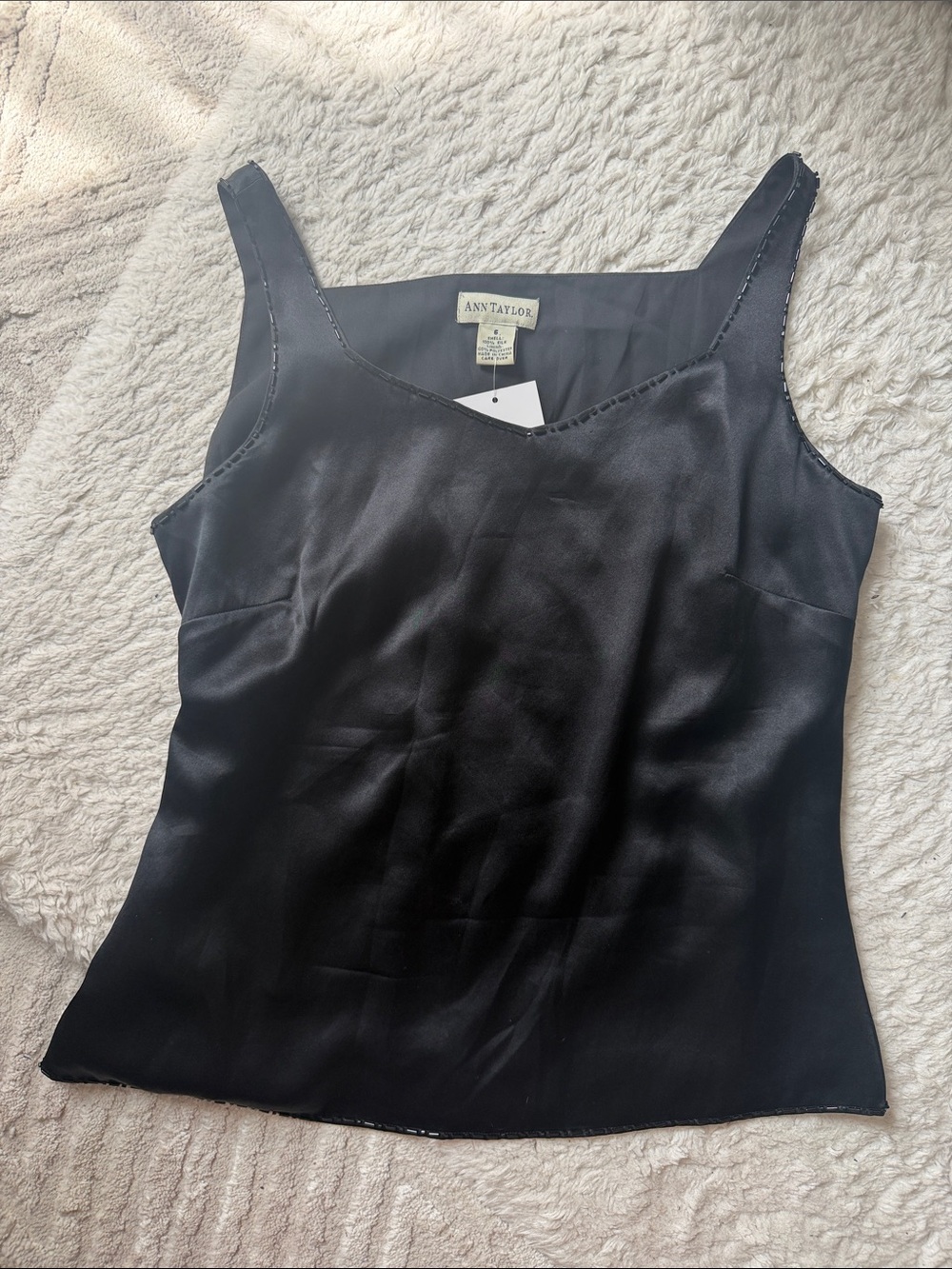 Ann Taylor Black 100% silk vintage top